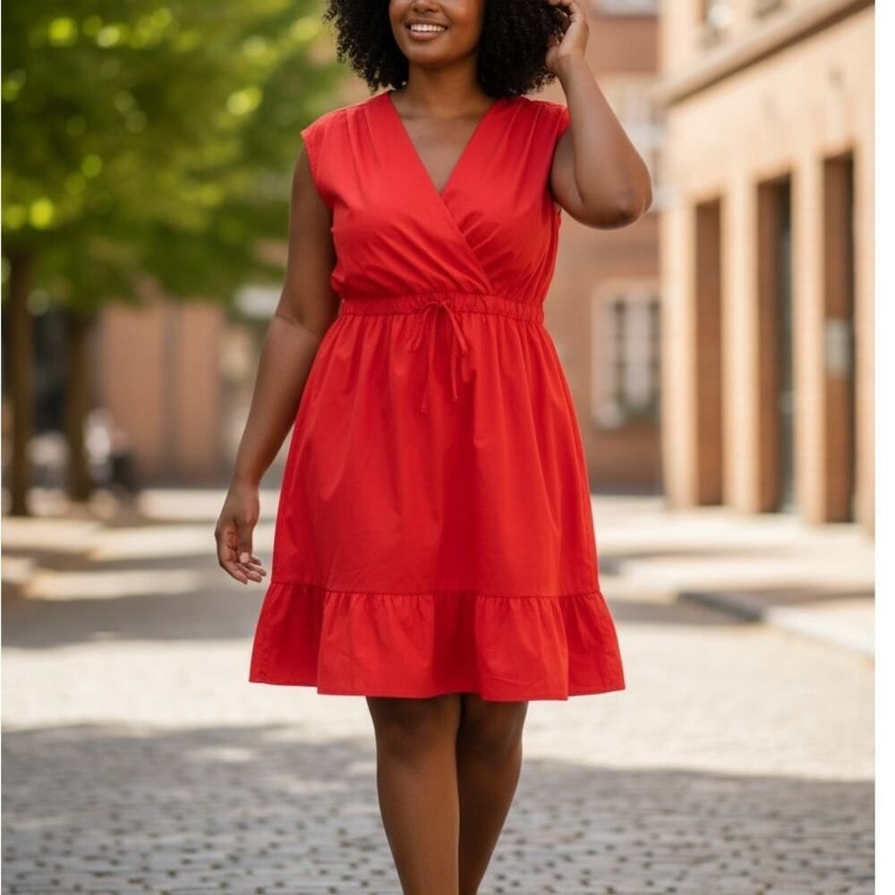 Nicole Miller New York Red Pocket Dress Plus Size 1X NWOT